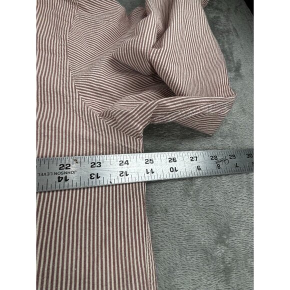 L.L. Bean Seersucker Shirt Mens L Tall  Red & White Striped Button-Down - Picture 5 of 7